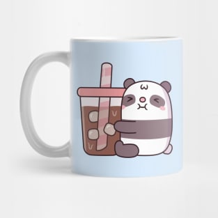 Cute Chubby Panda Bear Hugging Iced Coffee Mug